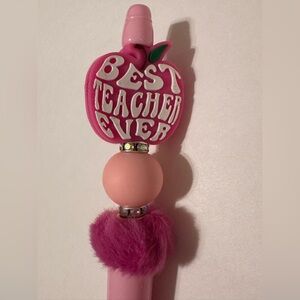 Pink 'Best Teacher Ever' Apple Handmade Pen